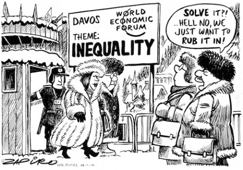 Cartoon by South African cartoonist captures the Davos inequality debate